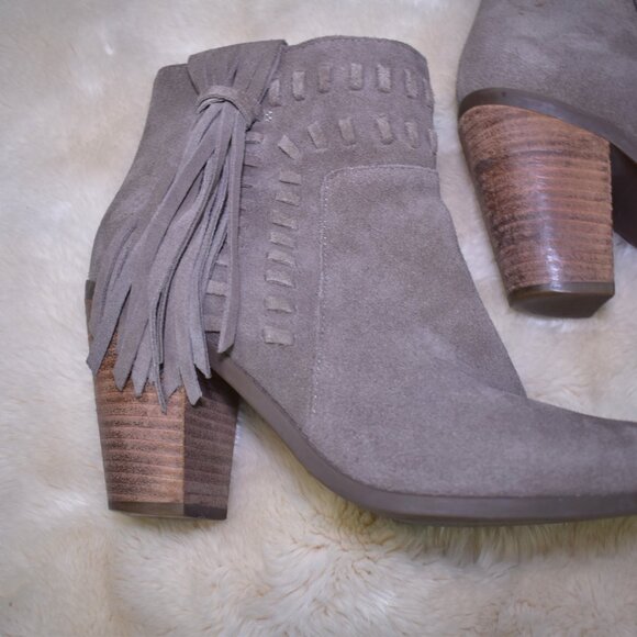 Jessica Simpson Suede Cowgirl Fringe Ankle Booties Brown Western Size 9.5 - Picture 6 of 13